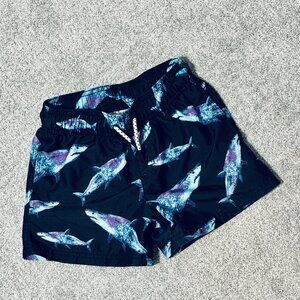 Art Class Boys Swim Trunks, Black With Shark Print, Size S (6-7)- Like New!